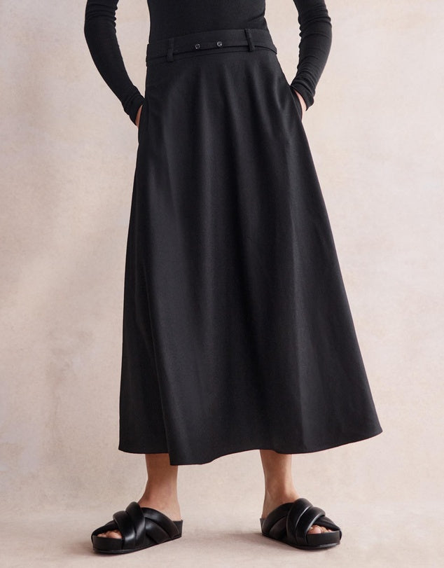 Long Black Wool Skirt