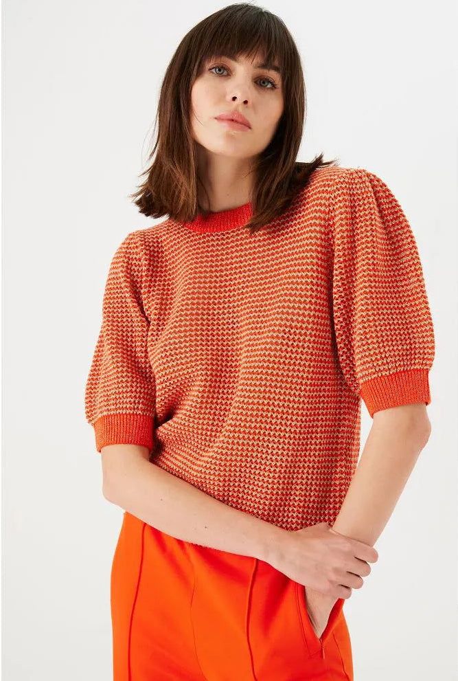 Garcia Mandarin Red Knit Top