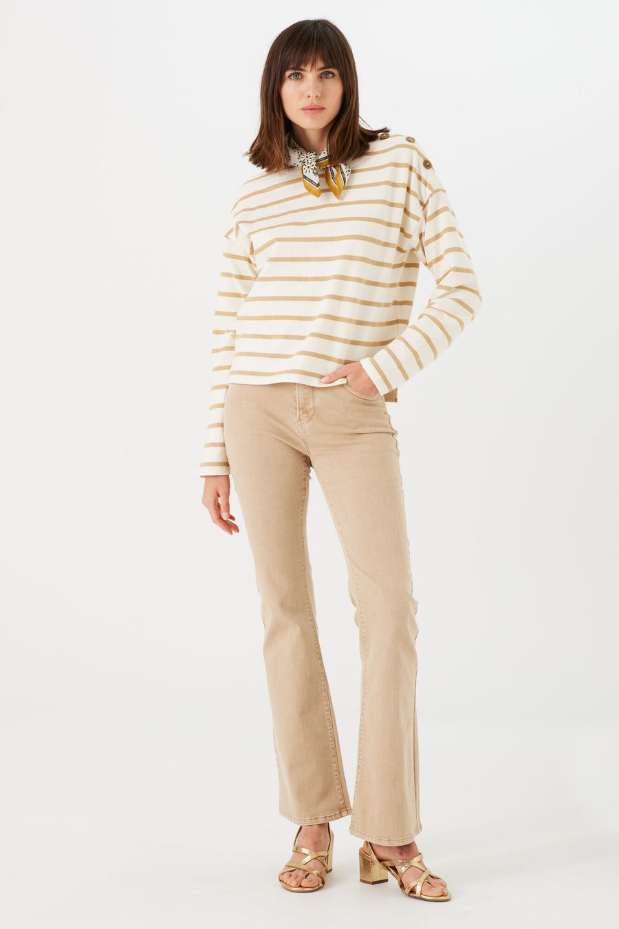 Garcia Marine Stripe Sweater Sand