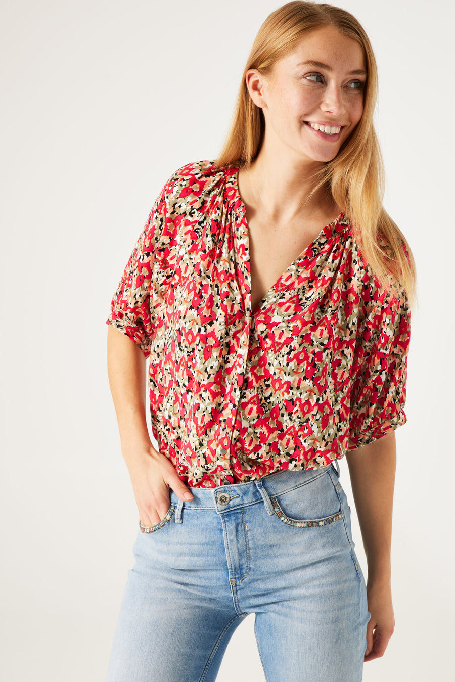 Garcia Pink Blouse with Floral Print