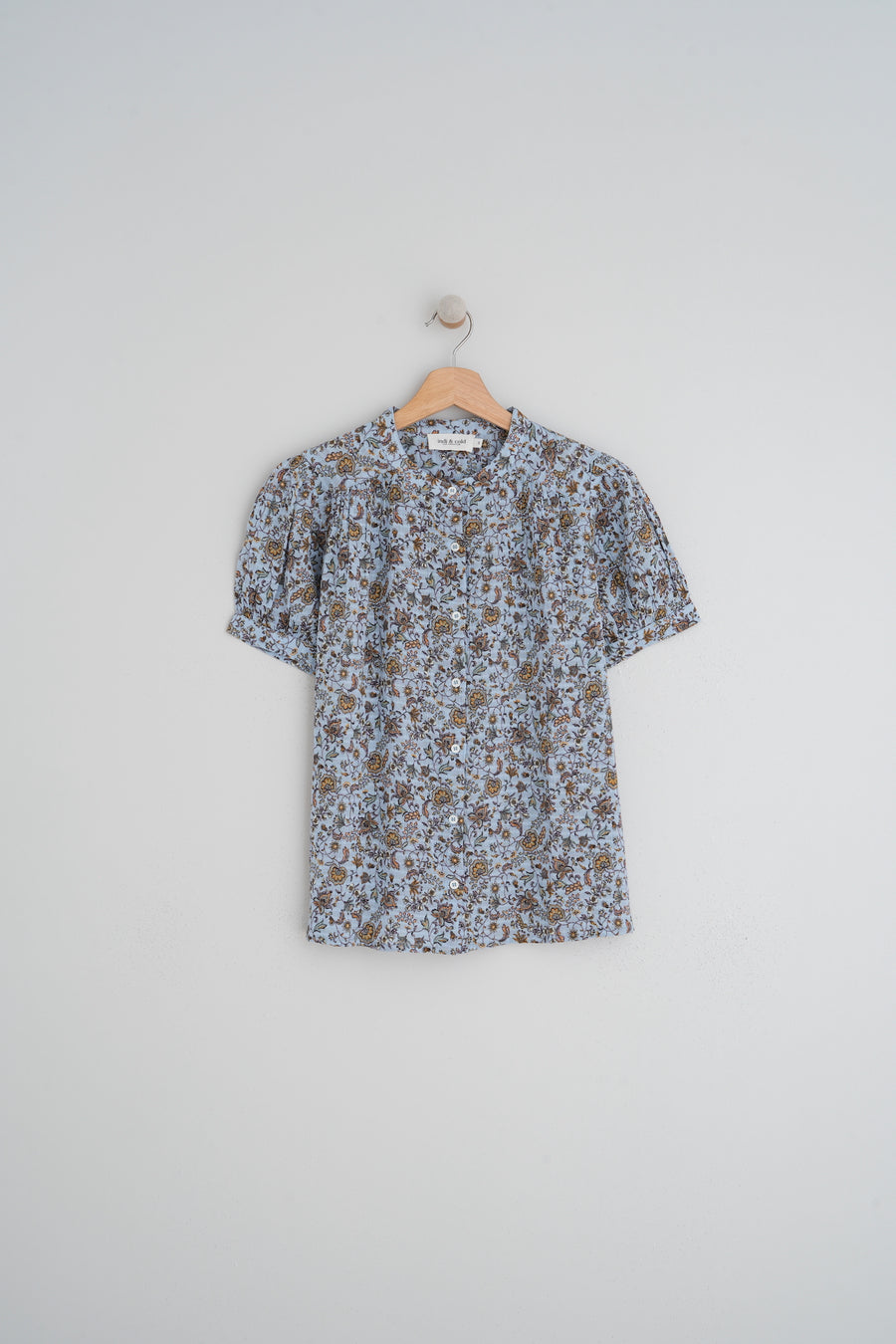 Indie & Cold Balloon Sleeve Shirt - Ice Blue