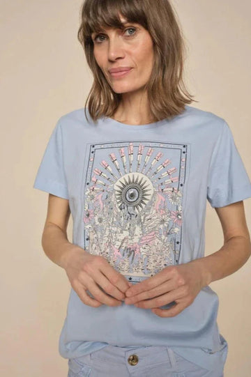 Mos Mosh Melika Beaded Tee - Cashmere Blue