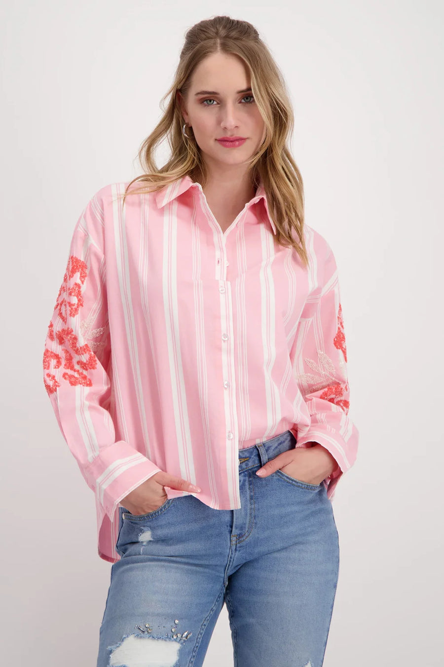 Monari Cotton Stripe Shirt - Pink