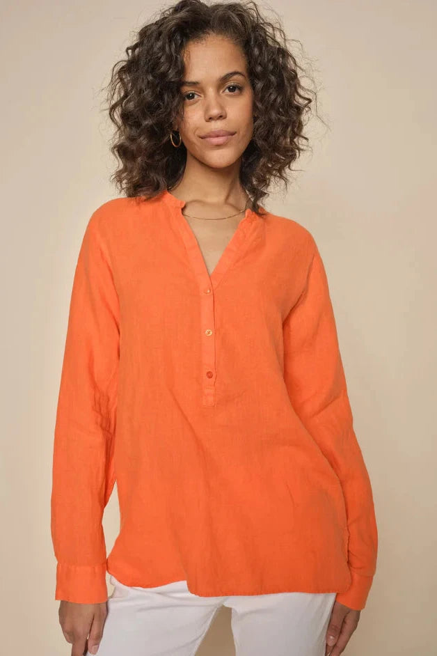 Mos Mosh Danna Linen Blouse - Fire Cracker