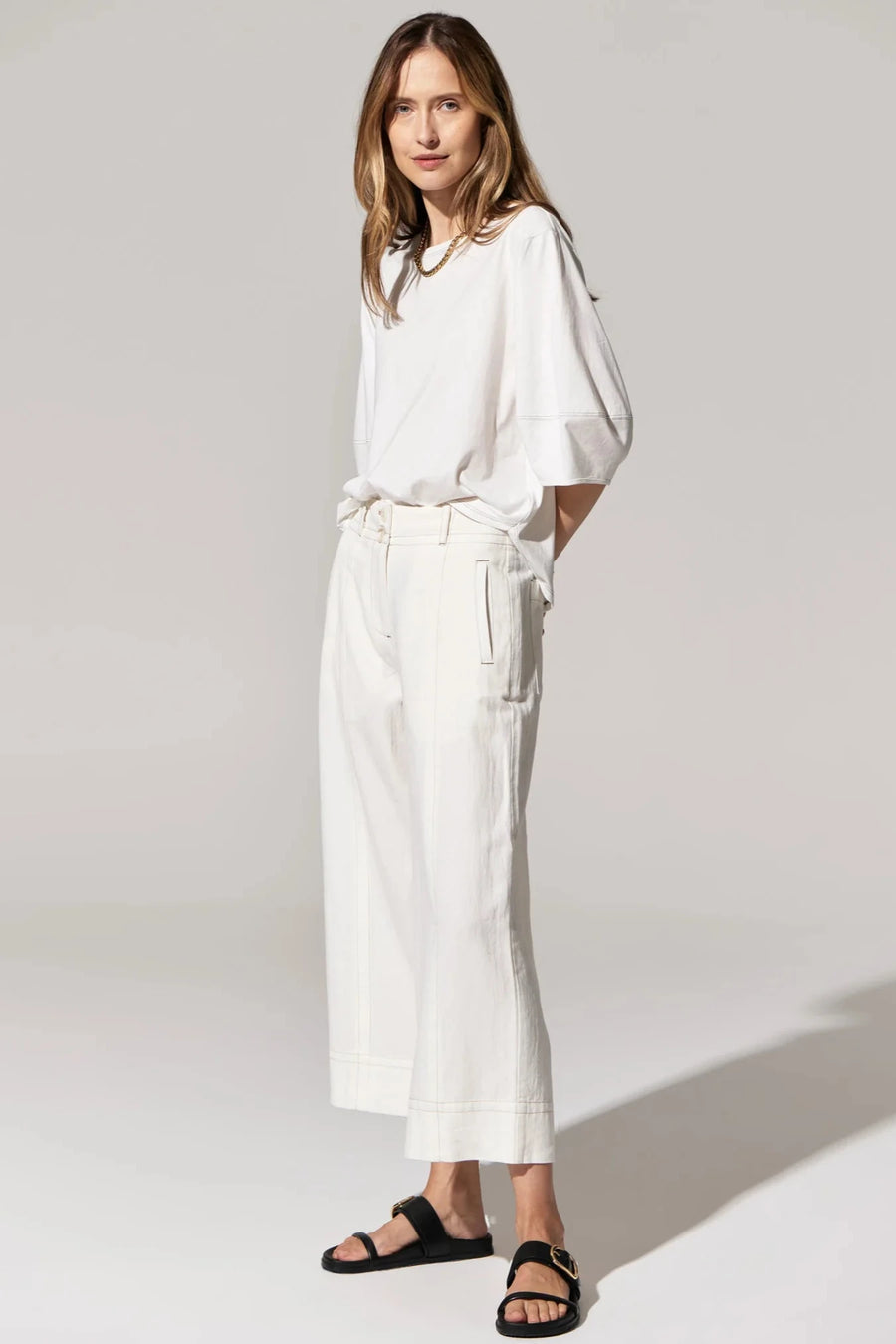 POL Miley Crop Pant - White