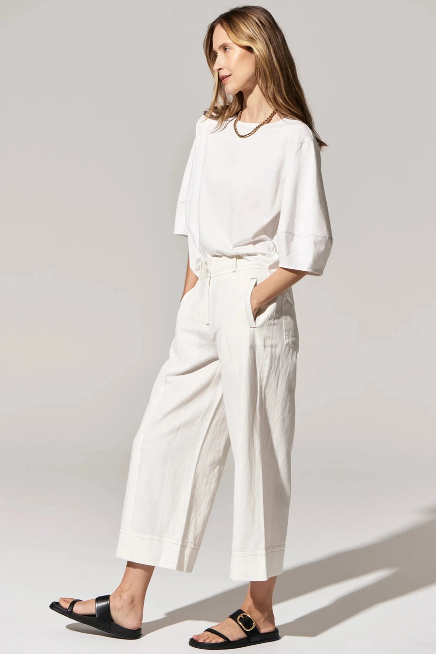 POL Miley Crop Pant - White