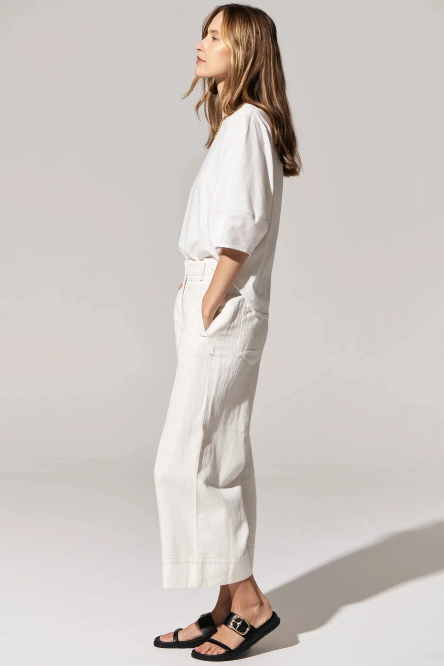 POL Miley Crop Pant - White