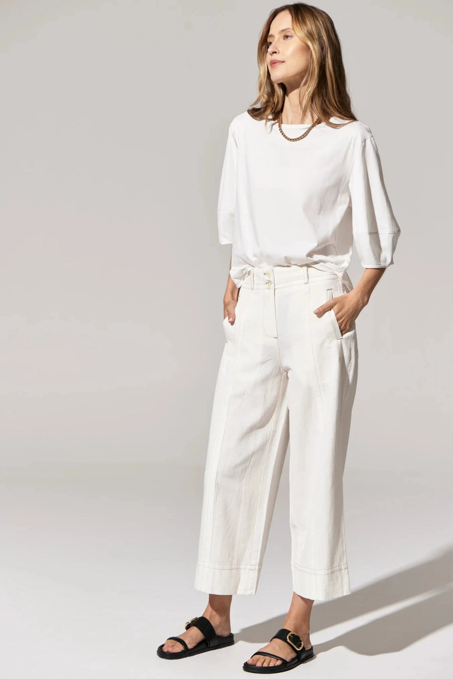 POL Miley Crop Pant - White