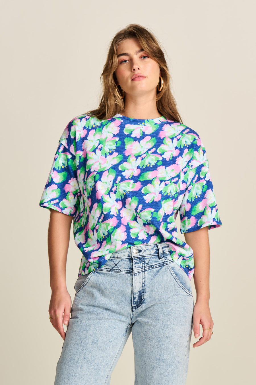 POM Amsterdam Lillies Blue T Shirt