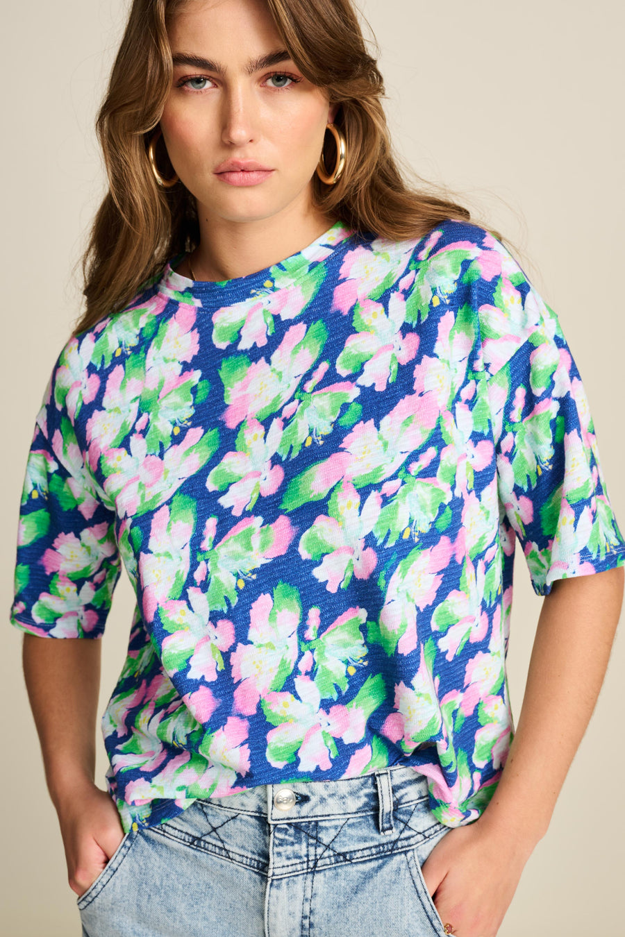 POM Amsterdam Lillies Blue T Shirt