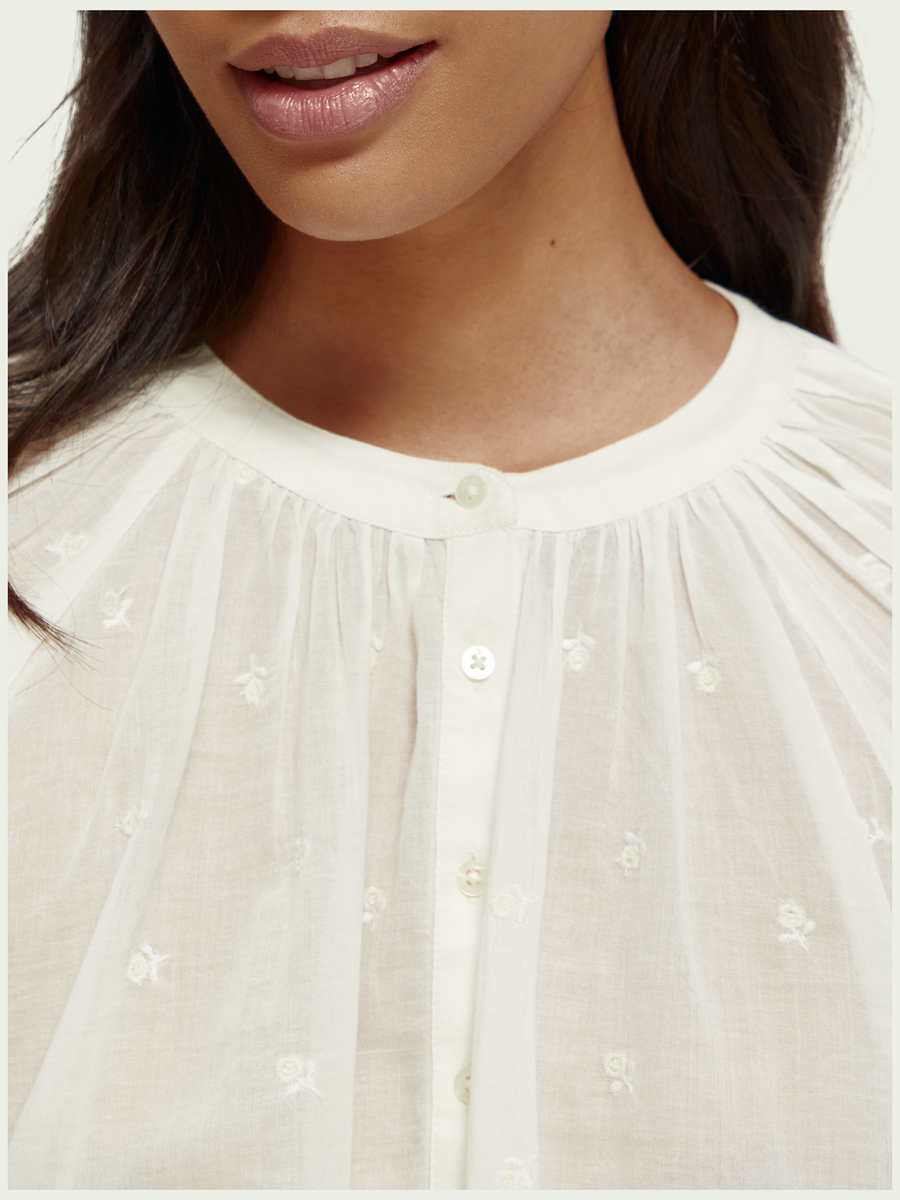 Scotch & Soda Embroidered Pintuck Blouse