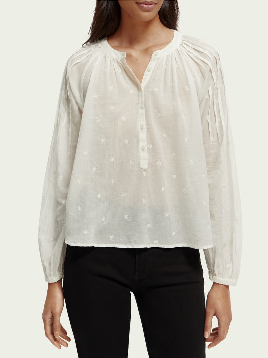 Scotch & Soda Embroidered Pintuck Blouse