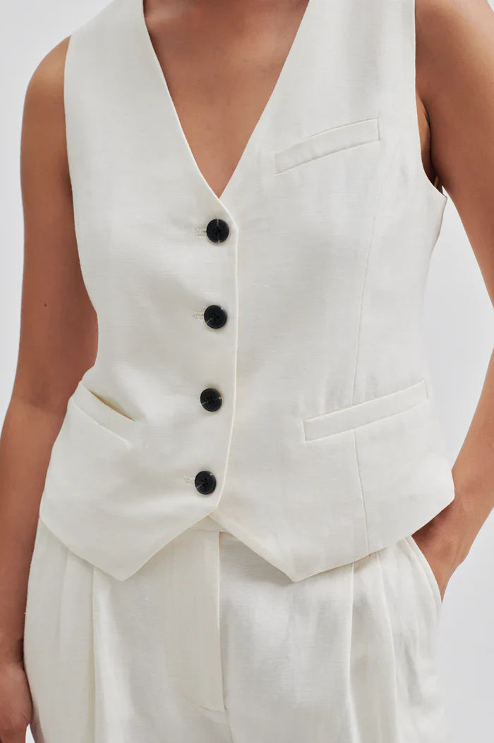 Second Female Lino Waistcoat - Antique White