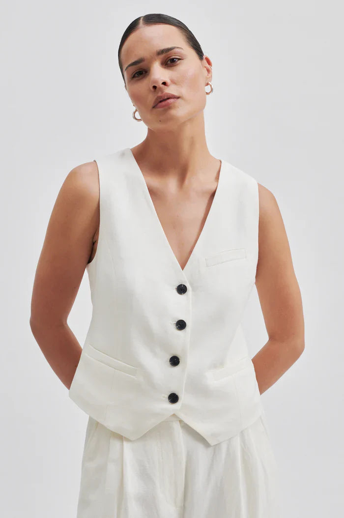 Second Female Lino Waistcoat - Antique White